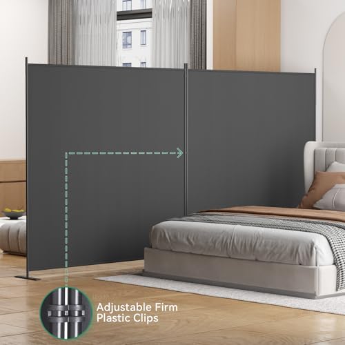 Helios&Hestia 8-Panel 6 ft Tall Indoor Folding Room Divider, Portable Privacy Screen, Freestanding Partition Separator, Temporary Wall Separation for Bedroom, Office, 160" W X 71" H, Dark Grey