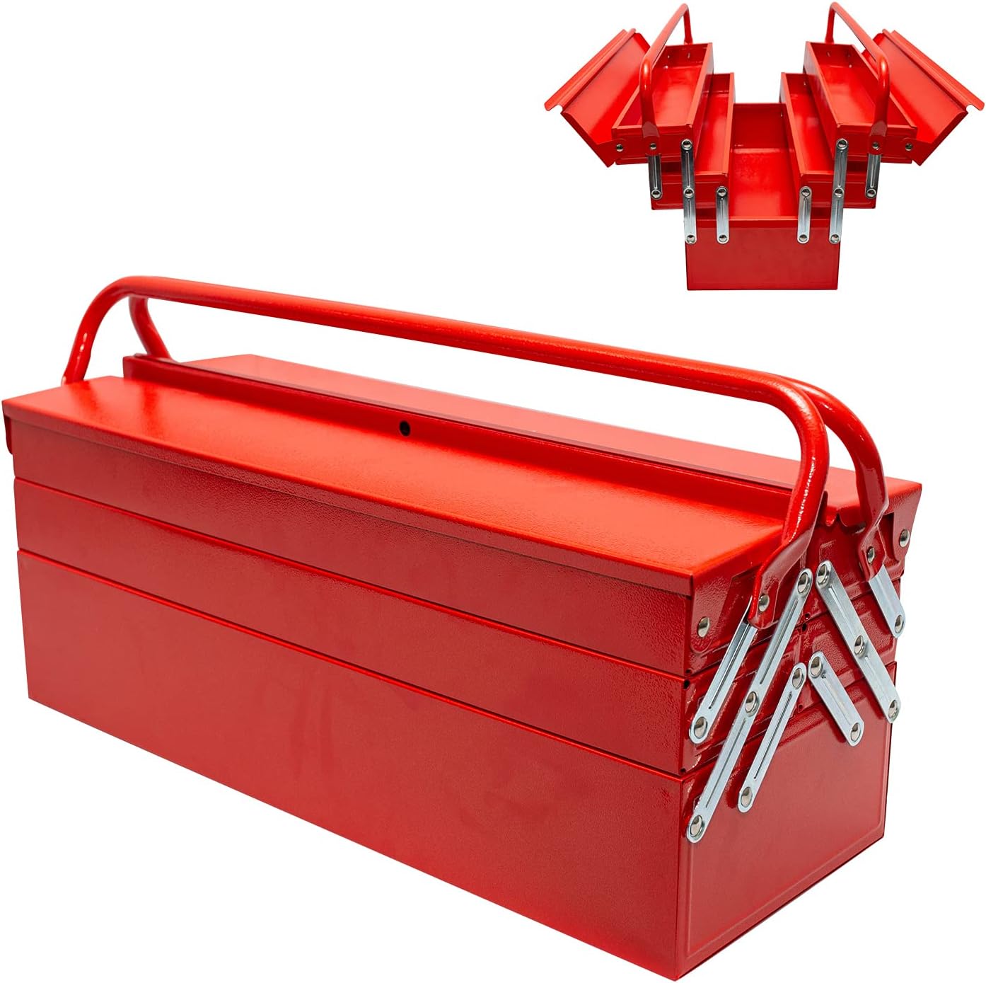 20-Inch 5-Tray Steel Tool Chest Cabinet Portable Metal Steel Tool Box (Red)
