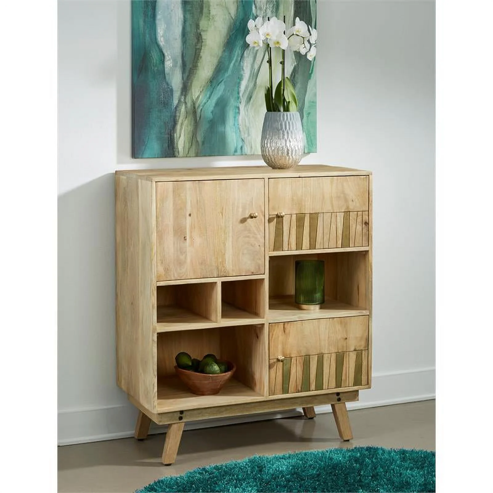 Treasure Trove Winston Natural Three Door Tall Wood Cabinet