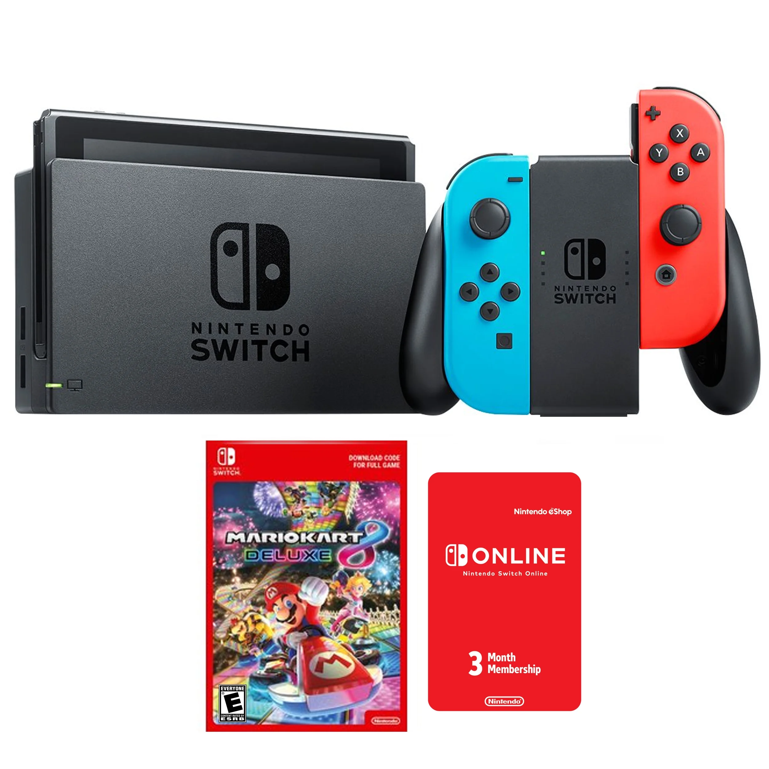 Nintendo Switch Neon Mario Kart 8 Bundle with Accessories