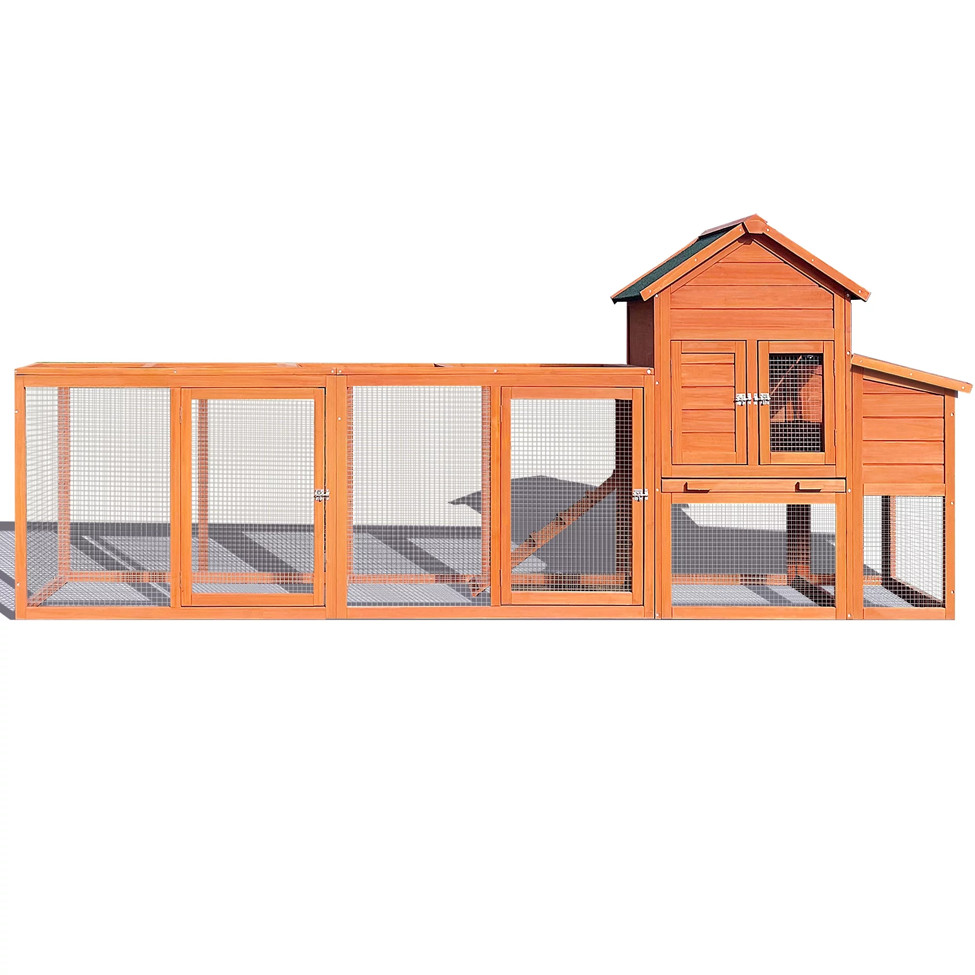 122＂Large Wooden Chicken Coop,Outdoor Hen House with Nest Box ,Wire Fence Poultry Cage - Curated Treasures Market