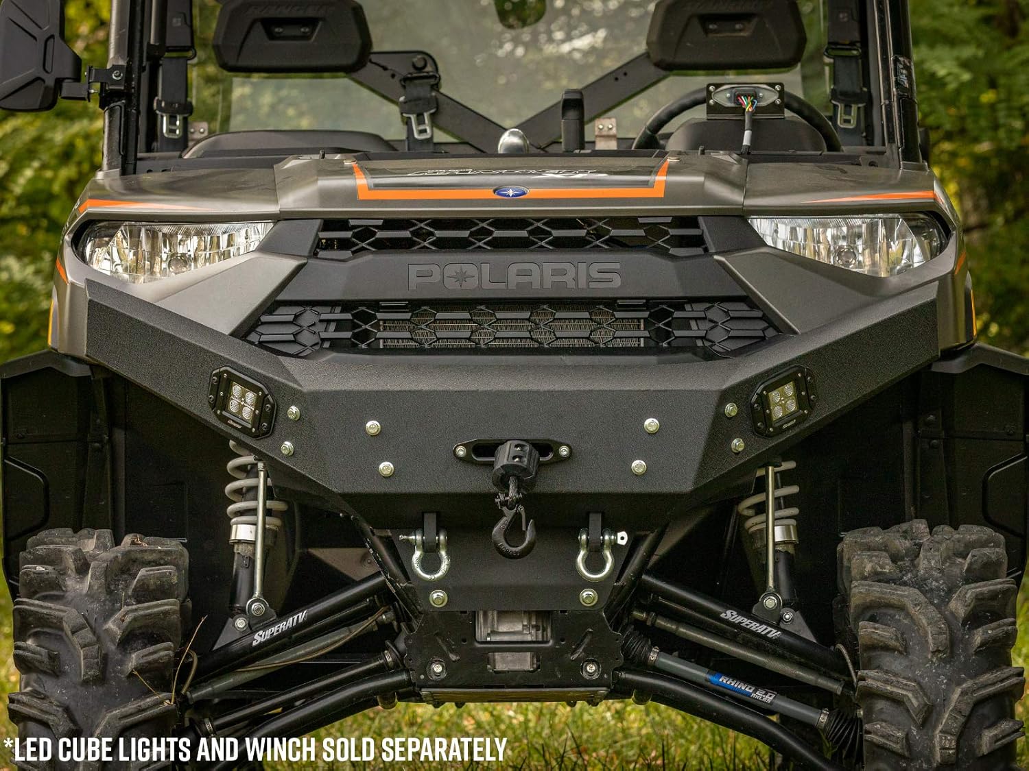 SuperATV Winch-Ready Front Bumper for Polaris Ranger XP 1000 (See Fitment) | Made With Heavy Duty 1/8 Inch Thick Sheet Metal | Black UV-Resistant Powder Coat | Pre-Fit For SuperATV Black Ops Winches