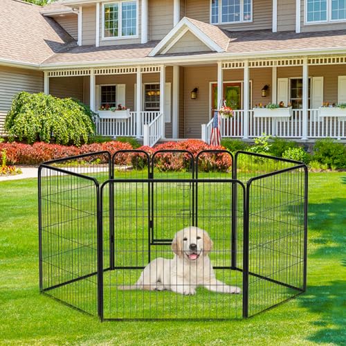 BestPet Dog Playpen Indoor 40 inch 16 Panels Metal Dog Pen Pet Dog Fence Outdoor Exercise Pen with Doors,Pet Puppy Playpen for RV Camping Yard, Black