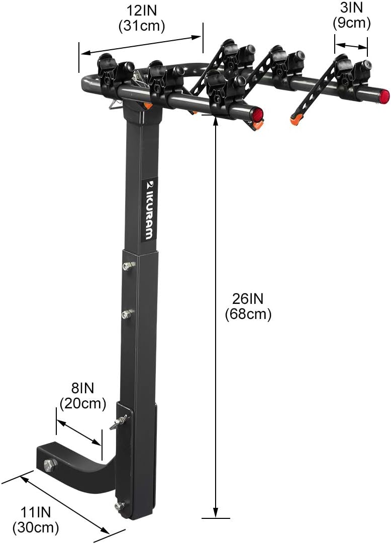 IKURAM R 3 Bike Rack Bicycle Carrier Racks Hitch Mount Double Foldable Rack for Cars, Trucks, SUV's and minivans with a 2 Hitch Receiver
