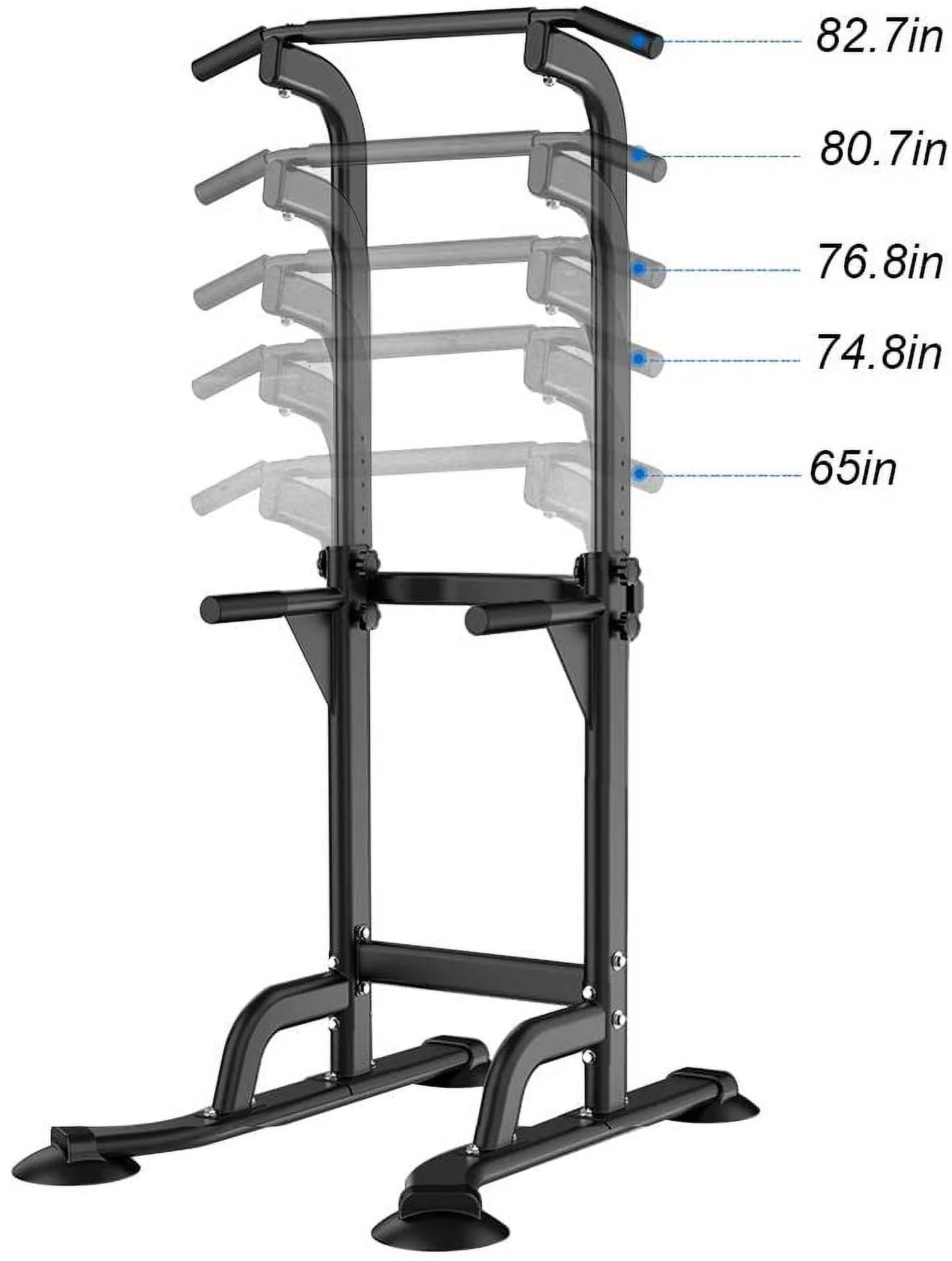 SOGES Height Adjustable Power Tower Dip Stands Pull up Bar Strength Training for Home Gym Black