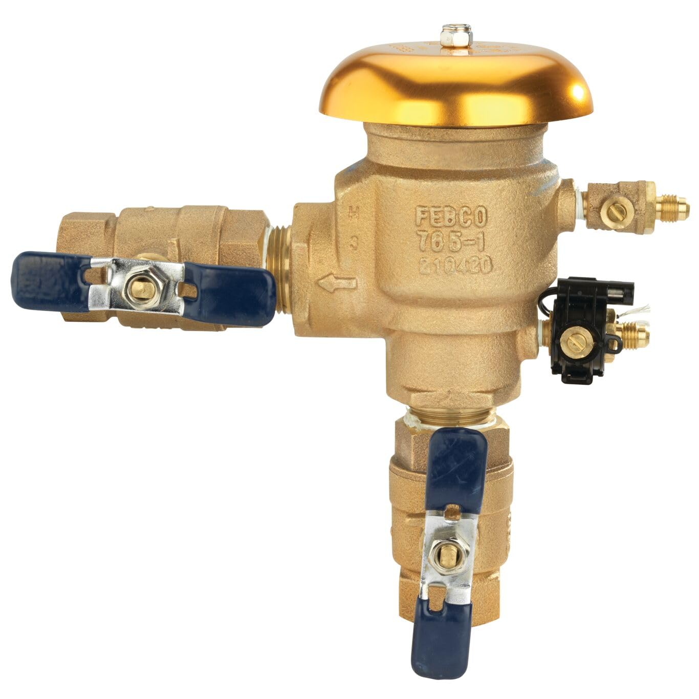 Febco 765 Series 1" Bronze Pressure Vacuum Breaker Backflow Preventer, Quarter Turn Shutoff, NPT Connections, Freeze Sensor with SentryPlus Alert Technology, Industrial Plants, Irrigation System
