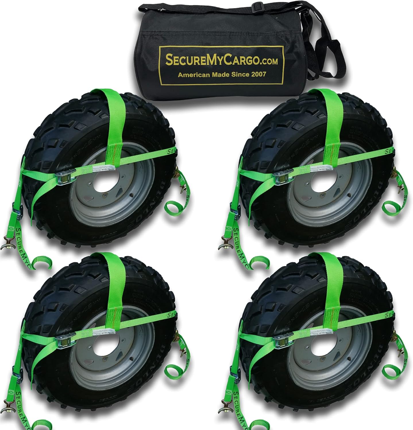 SecureMyCargo ATV/UTV/Tractor Wheel Net (4, Lime Green)