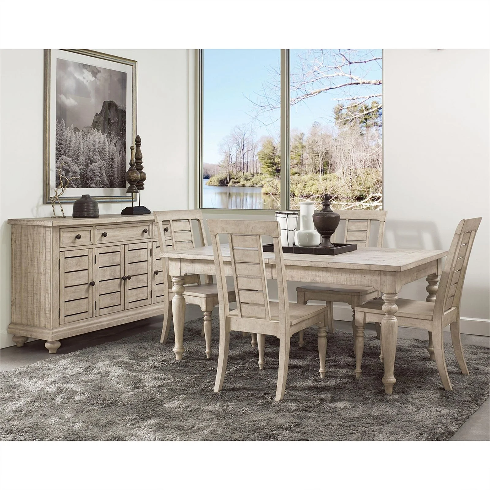 Riverside Furniture Hailey Cottage Wood Server in Pebble Tan