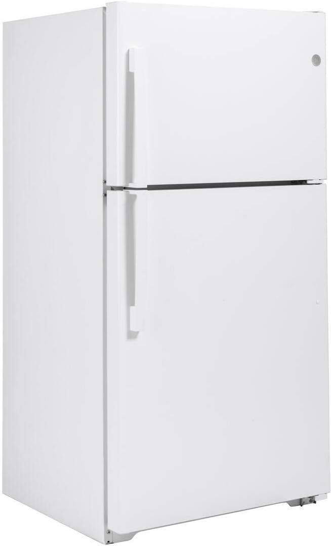 GE GTE22JTNRWW 33" Energy Star Top Freezer Refrigerator with 21.93 cu. ft. Capacity, Sliding Deli Drawer, LED Lighting and Upfront Temperature Controls in White