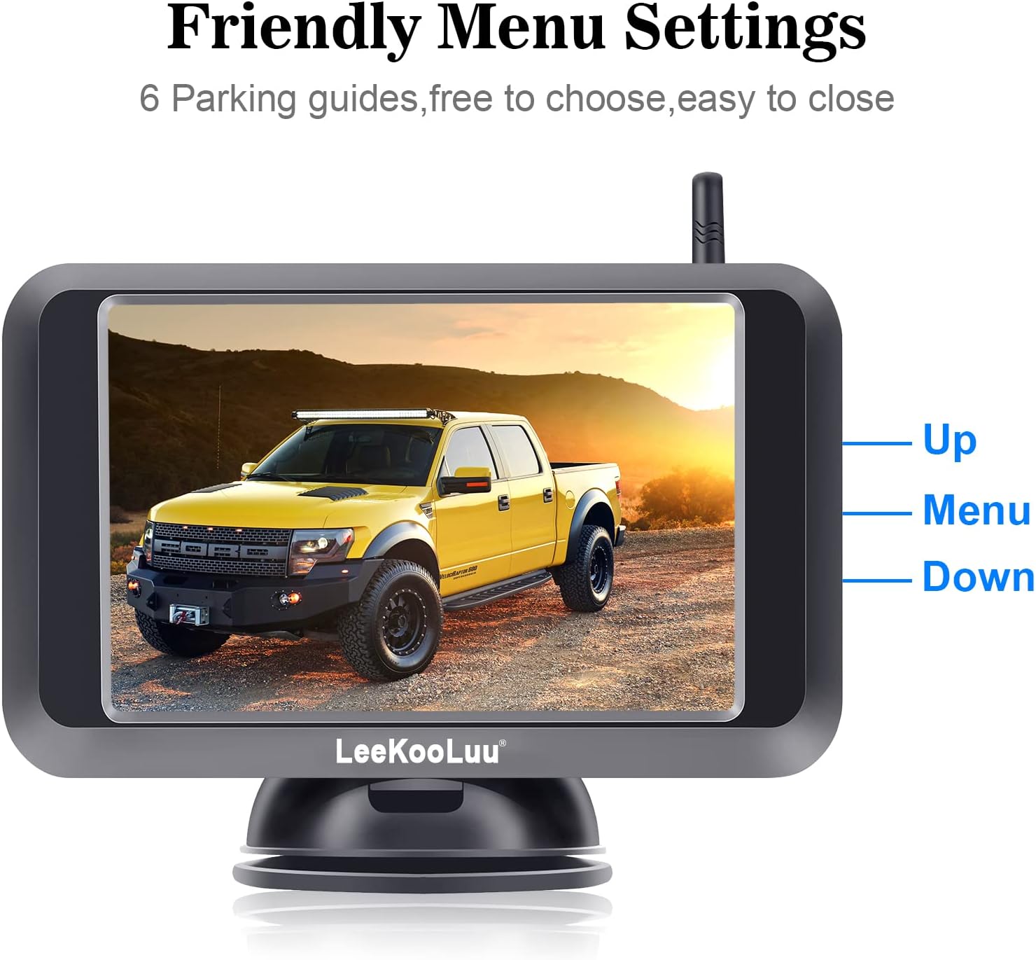 Wireless Backup Camera for Trucks with 5'' Monitor Full HD 1080P Bluetooth Backup Camera Rear View Camera Stable Digital Signals Support Add Second Wireless Camera for DIY Installation LeeKooLuu F09