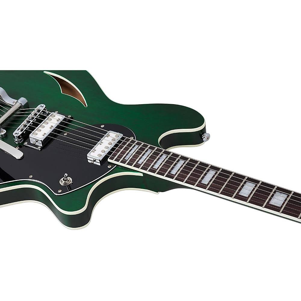 Schecter T S H-1B 6-String Semi-Hollow-Body Electric Guitar Emerald Green Pearl