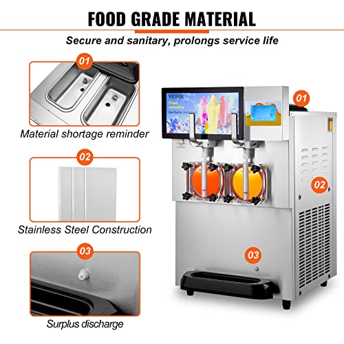 VEVOR Commercial Slushy Machine, Margarita Smoothie Frozen Drink Maker, Slushie Machine for Party Cafes Restaurants Bars Home Use