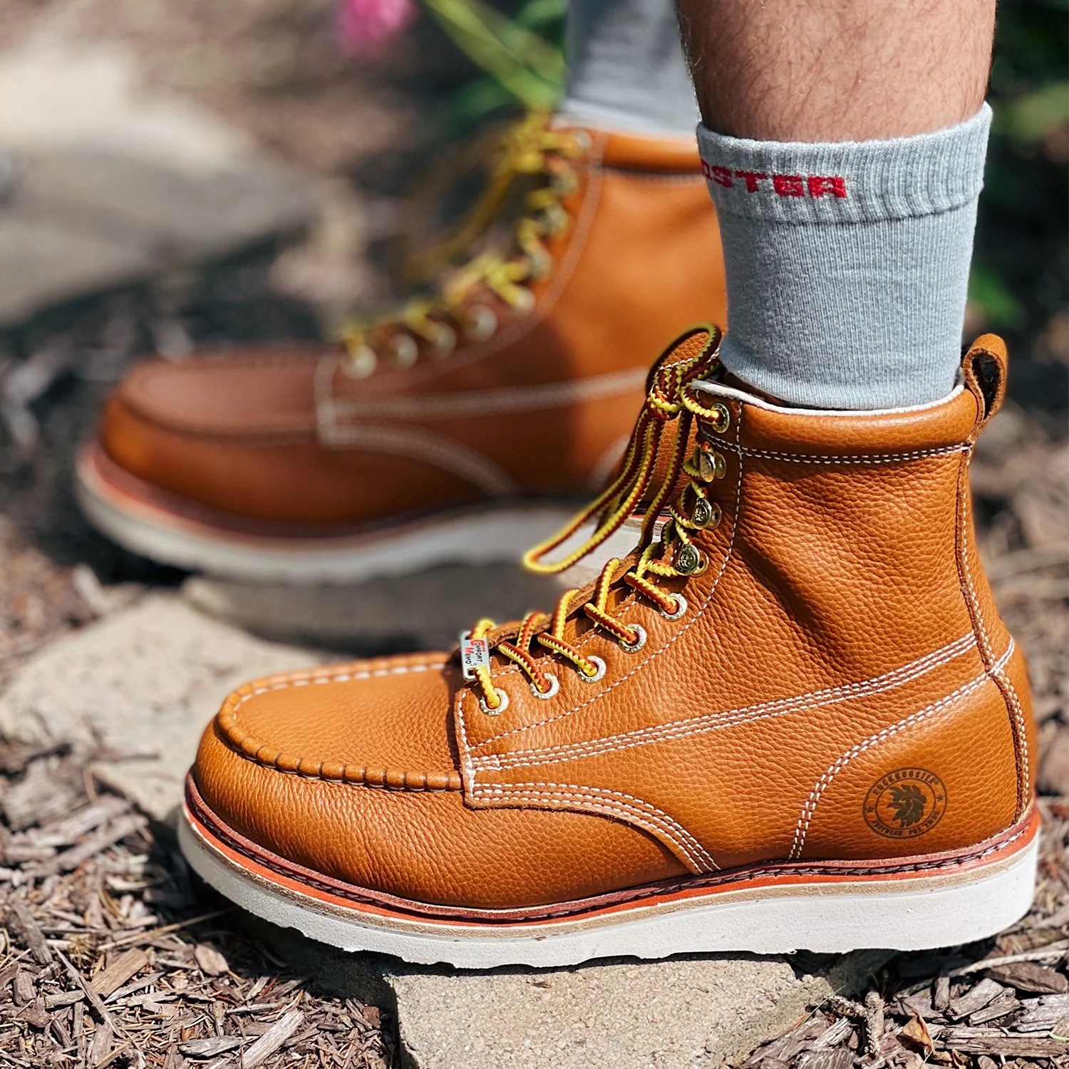Rockrooster Wedge Work Boots Men's Soft Toe Oil Resistant Non-Slip Vibram Sole 7'' Boots Casual - Curated Treasures Market