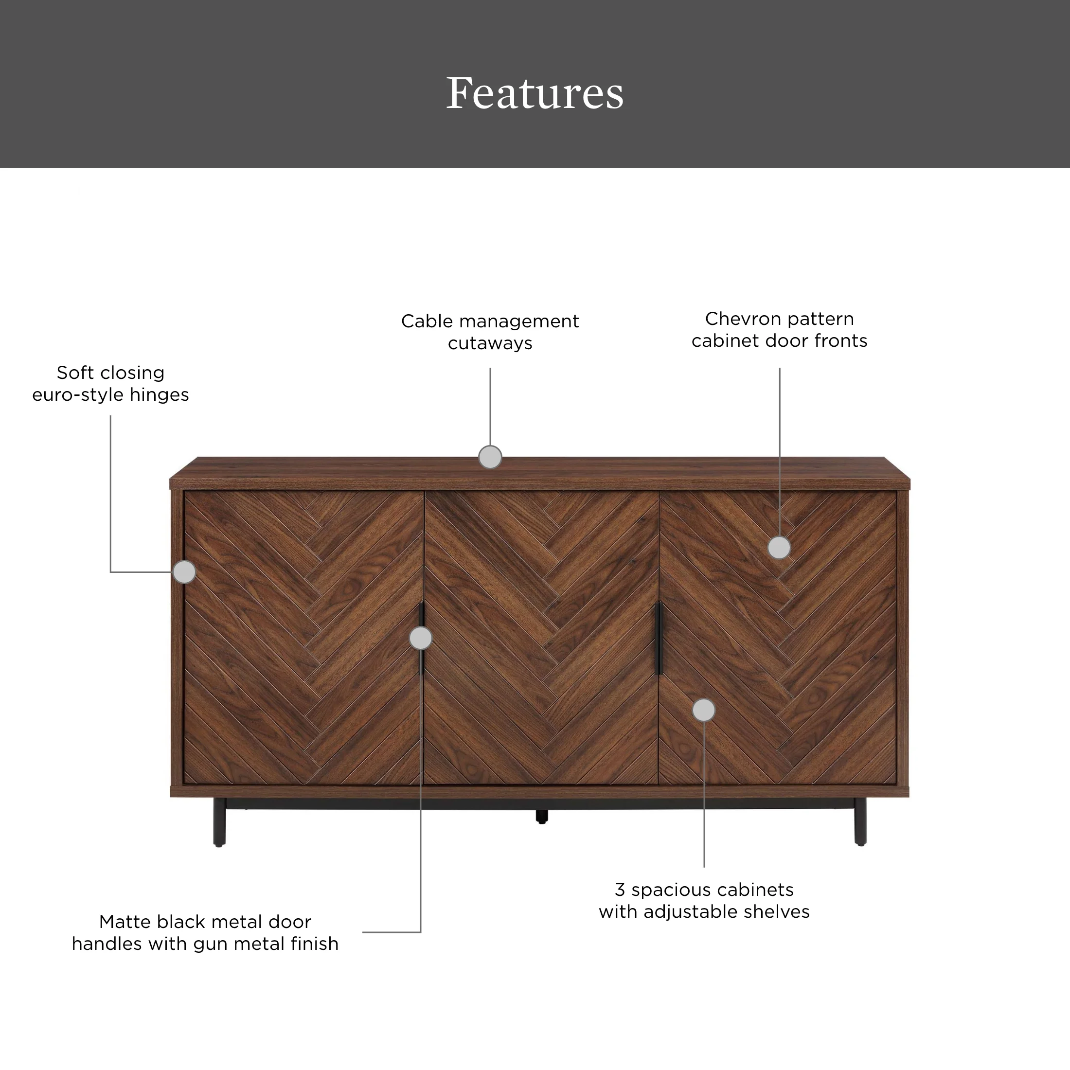 Better Homes & Gardens Wyatt Geo TV Stand for TVs up to 70",  Walnut Finish