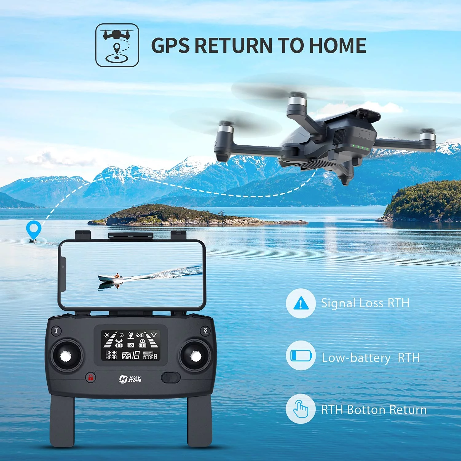 Holy Stone HS710 GPS Drone with 4K Camera for Adults Brushless Motor 50 Mins Flight Time Color White