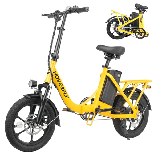 HOVERFLY H3 16" Electric Bike, Max 28Miles Range(Pedal-Assist) Folding E-Bike with Removable Battery, Front Suspension and Commuter Electric Bicycle Adults