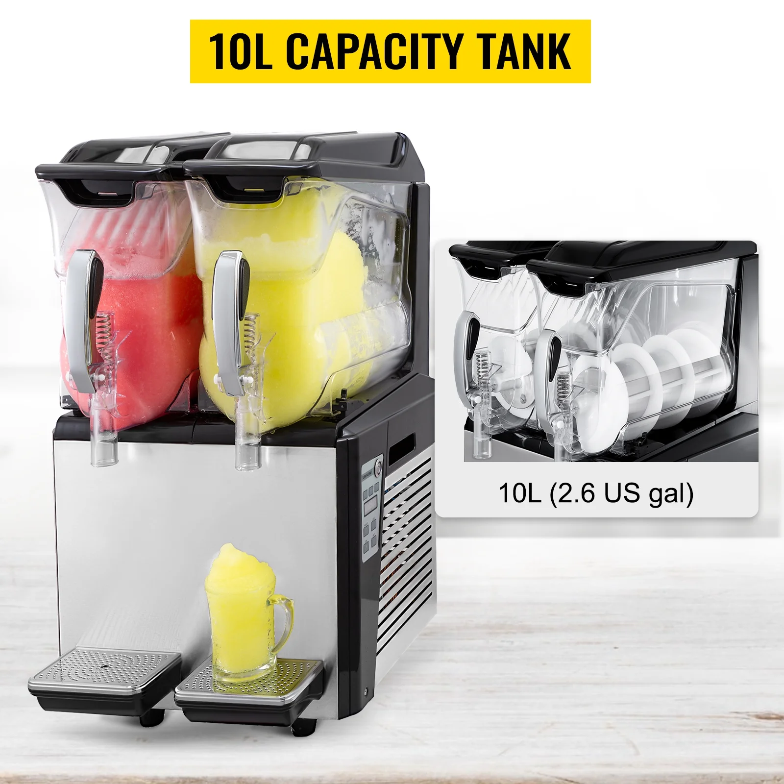 VEVORbrand Commercial Slushy Machines 20L,Slushy Machine 220V,Slush Frozen Drink Machine,Slushy Making Machine Double Tank Suitable for Commercial Use