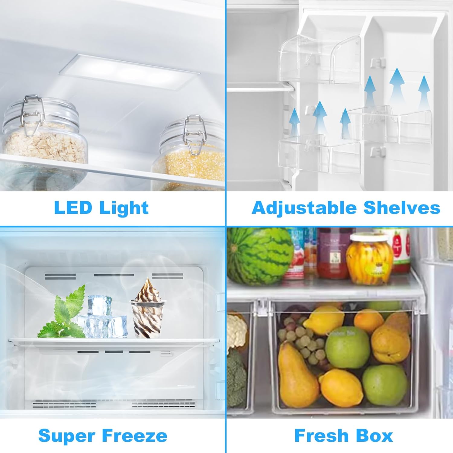 30" Top Freezer Refrigerator with 20.5 Cu.Ft Total Capacity, Freestanding 2- Door Fridge with 5.8 Cu.Ft Upright Freezer, Reversible Door, LED Light, Garage Ready, 110V, White