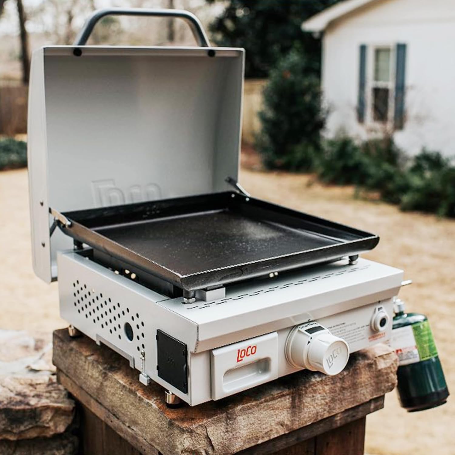 Loco Cookers 1 Burner Portable Tabletop Digital Propane SmartTemp 16 Inch Flat Top Grill, Operates on 1 Pound Propane Cylinder or 20 Pound Tank