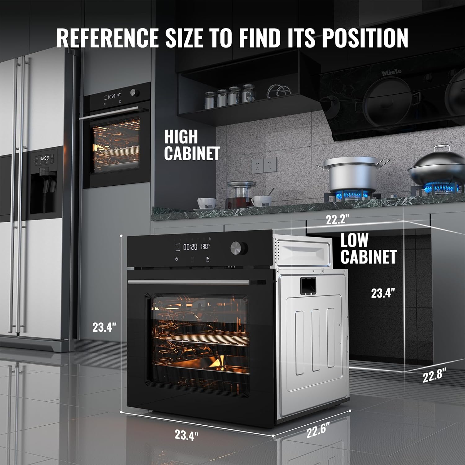 24" Built-in Electric Ovens, Single Wall Oven with 8 Cooking Modes, 108 Smart Menus, 2.5 Cu.f Convection Built-in Oven, Stainless Steel, Touch Control, Timer, Safety Lock, 3000W, 240V