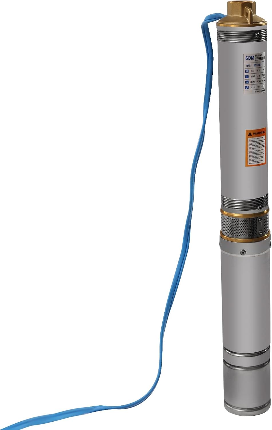 Deep Well Submersible Well Pump, 3.8" OD Pipe, 110V/60HZ 1.1KW 1.5HP, 1" Outlet Stainless Steel Submersible Bore Well Pump with Control Box for Industrial Irrigation Home Use