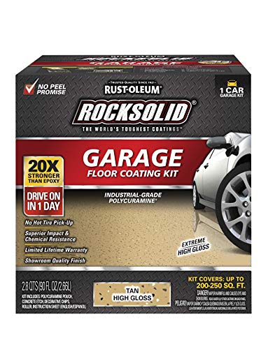 Rust-Oleum 293513 RockSolid Polycuramine Garage Floor Coating, 2.5 Car Kit, High Gloss Gray