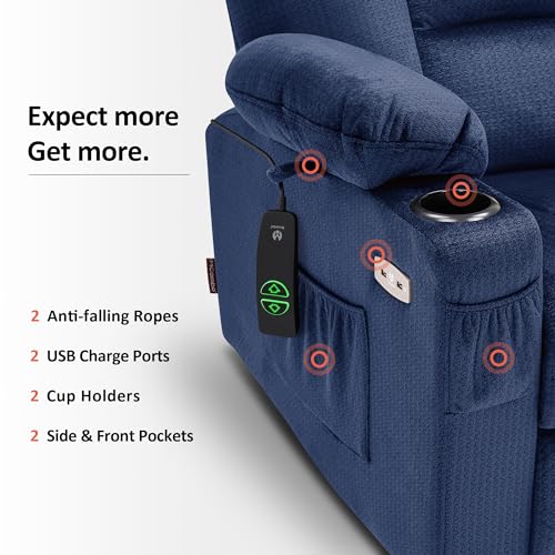 MCombo Small Power Lift Recliner Chair with Massage and Heat for Petite People, Cup Holders, USB Ports, Side Pockets, Fabric 7569 (Small-Regular, Brown)
