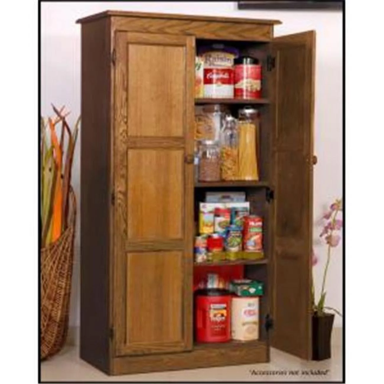 Concepts In Wood KT613-D Multi-use Storage Cabinet, Dry Oak Finish 4 Shelves
