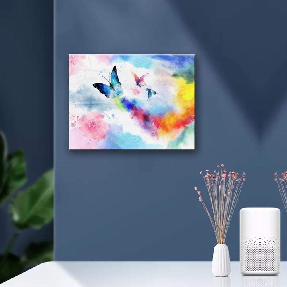 Yikg Canvas Wall Art Colorful Butterfly Canvas Framed Ready to Hang (16'' x 24'' x 1 Panel)