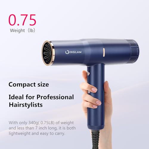 Blow Dryer with Diffuser, IG INGLAM Professional Hair Dryer 110,000RPM Brushless Motor High Speed Low Noise Constant Temperature Auto-Clean, Powerful Ionic Hair Dryer for Salon Travel Gift