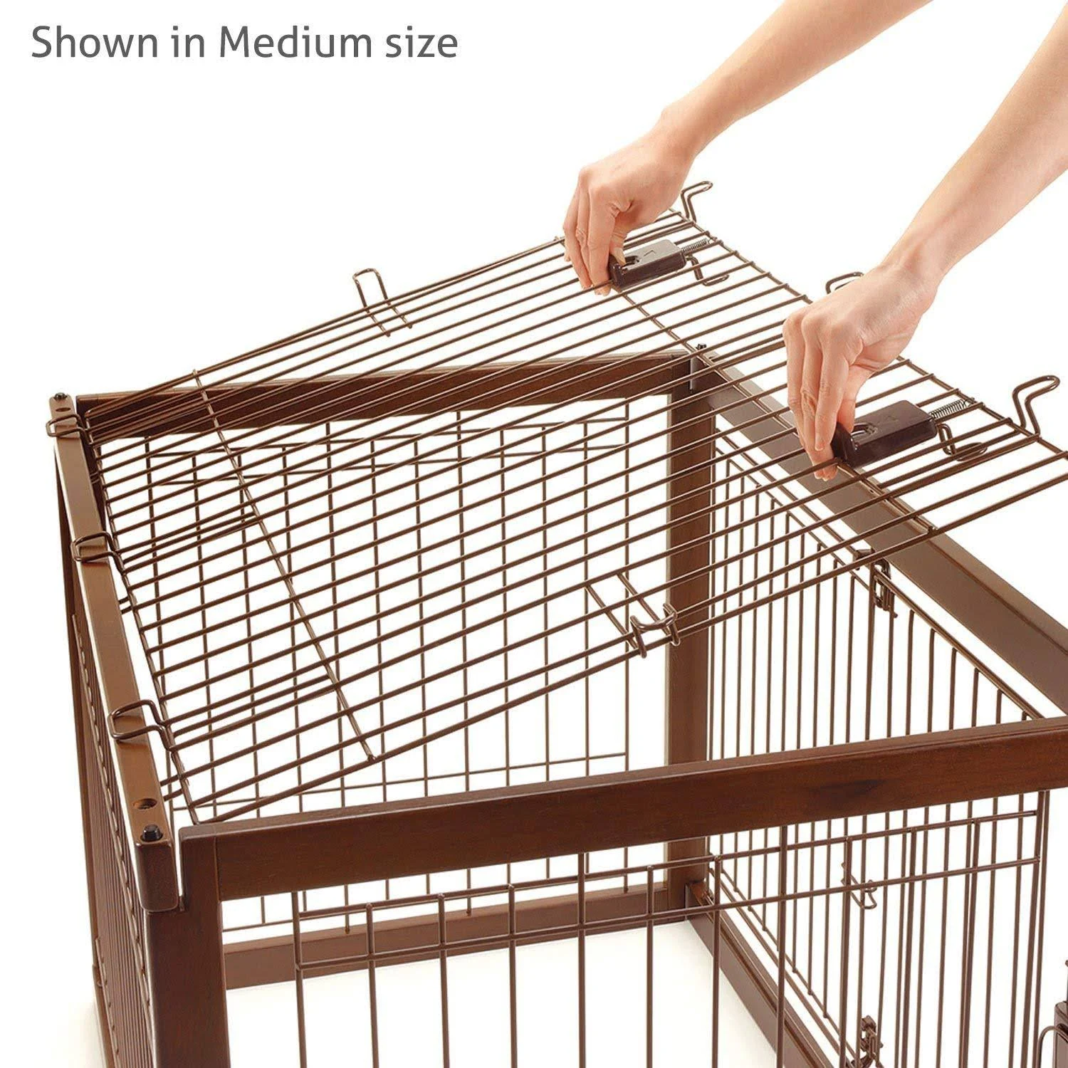 Richell Dark Brown Wooden Pet Crate Small