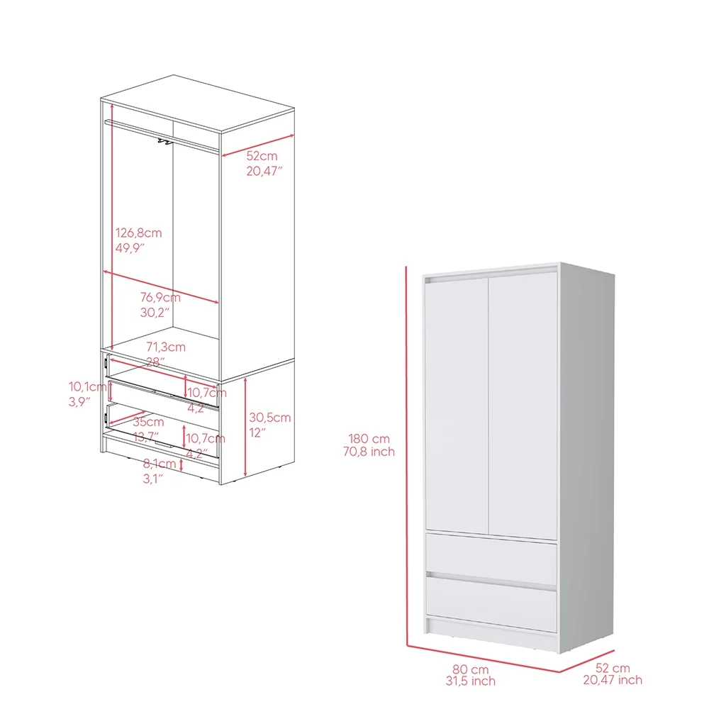 CoSoTower 3 Piece Bedroom Set, Nightstand + Dresser+ Armoire, White