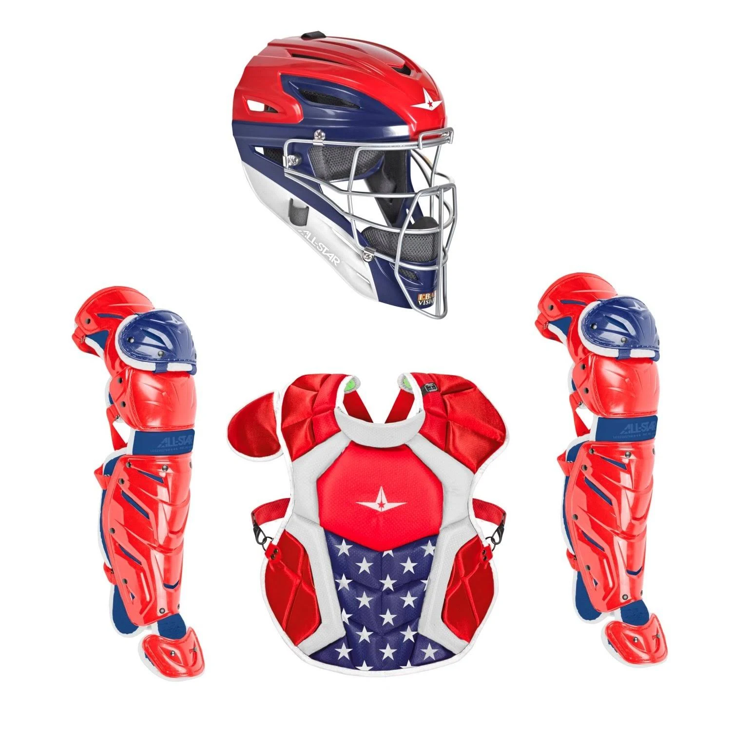 All Star Intermediate System7 Axis USA Pro Catcher&s Set Red/White/Blue