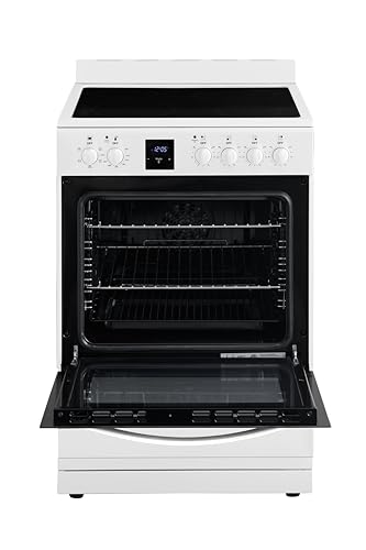 iio 24 inch Electric Stove iER-244SS, Oven Range with Triple Lined Door Glass, 4 Top Burners, Convection Fan, Deep Broiler, Digital Timer Clock, 5 Cook Functions