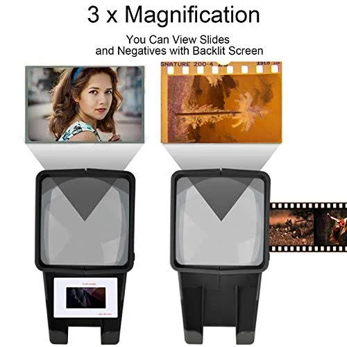 RAINBEAN USB Powered 35mm Negative Slide Film Viewer, Old Slides Scanner Portable LED Lighted Negative Viewing - 3X Magnificatio