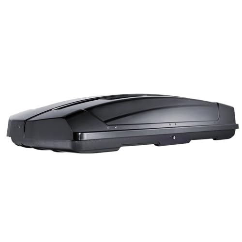 VEVOR Rooftop Cargo Carrier, 18 Cubic Feet Roof Cargo Box, ABS Hard Shell Roof Box, with Dual-Sided Opening and 2 Reinforced Straps, Aerodynamic, Suitable for most Crossbar, for Car, Wagon, SUV, Black