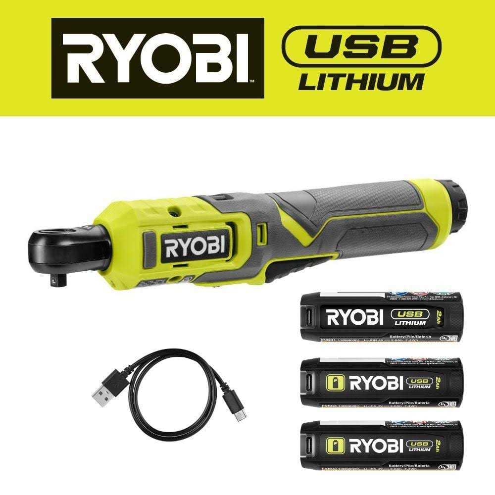 RYOBI USB Lithium 3/8 in. Ratchet Kit with 2.0 Ah Battery and USB Charging Cable - Shop Hardware Tools Online Store