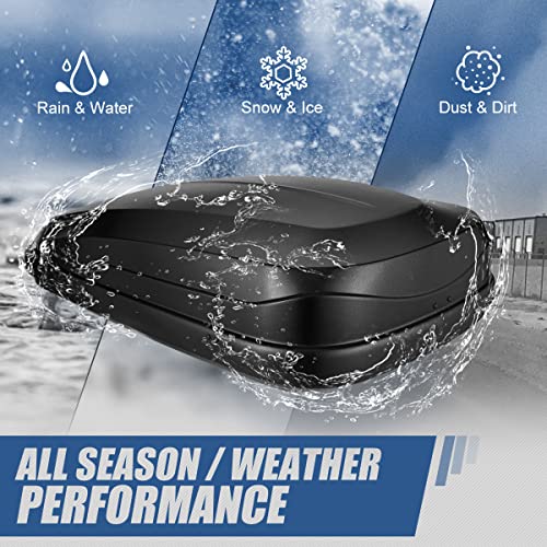 Auto Dynasty Hard Shell Roof Top Mount Car Storage Travel Luggage Box Cargo Carrier, 53 (L) x 34 (W) x 15 (H) Inches, Capacity 110 Pounds, 11 Cubic Feet (Tool-Free Install), Glossy Black Finish