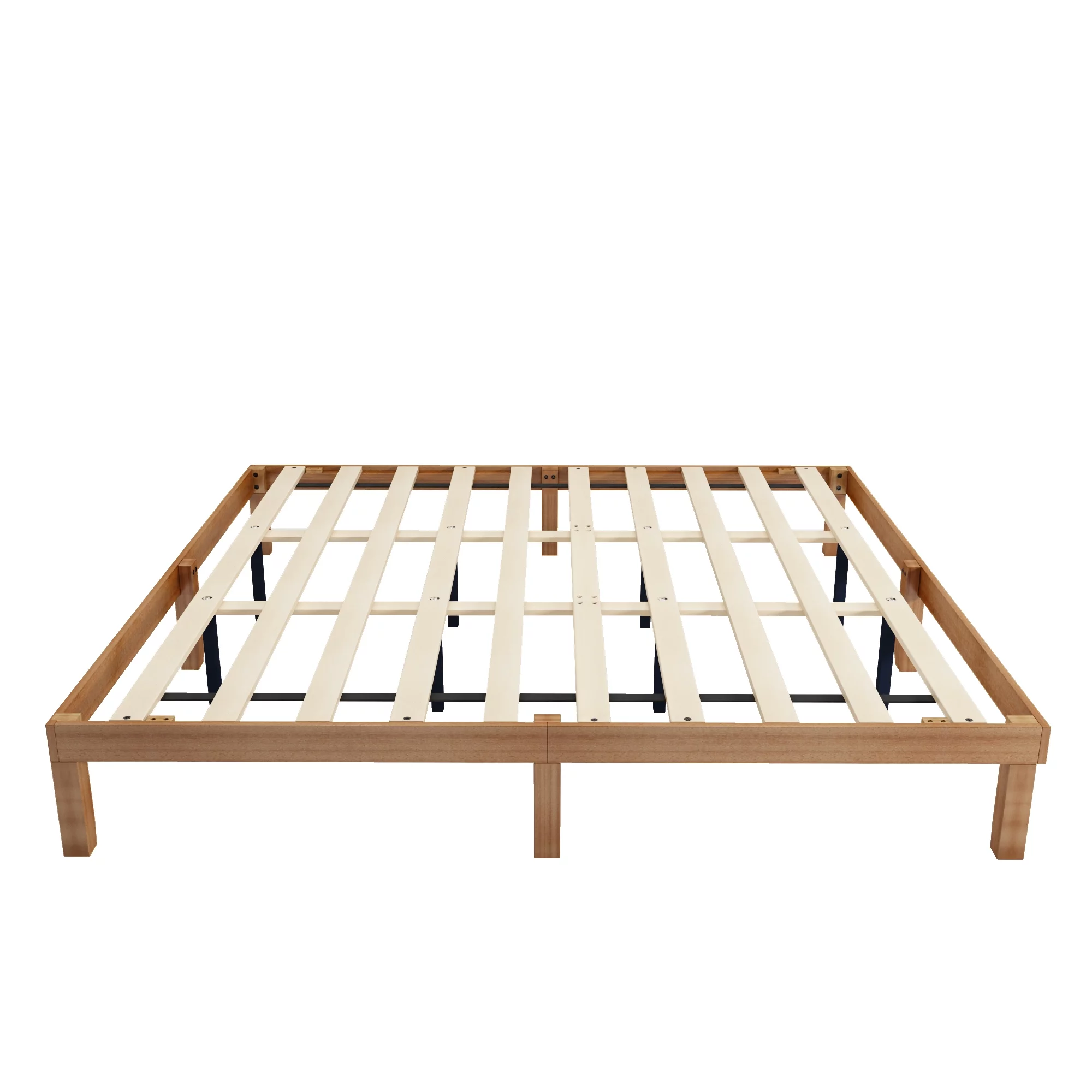Gewnee King Size Wooden Platform Bed Frame with Wood Slat Support,Brown