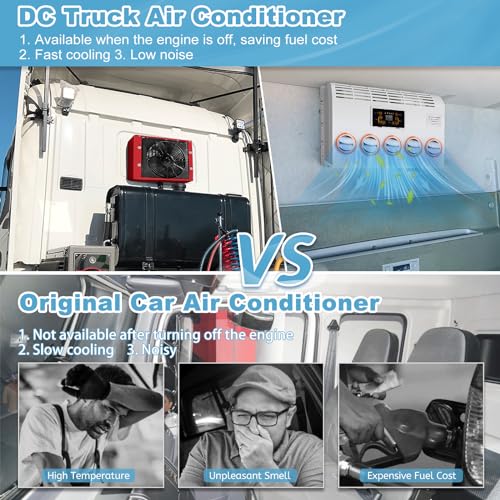 mohngie 12 volt DC Air Conditioner, 12000BTU Electric 12V Truck Air Conditioner for RVs, Trucks, Construction Vehicles, Forklifts, Cranes Buses, Tractors, Campers (12V)