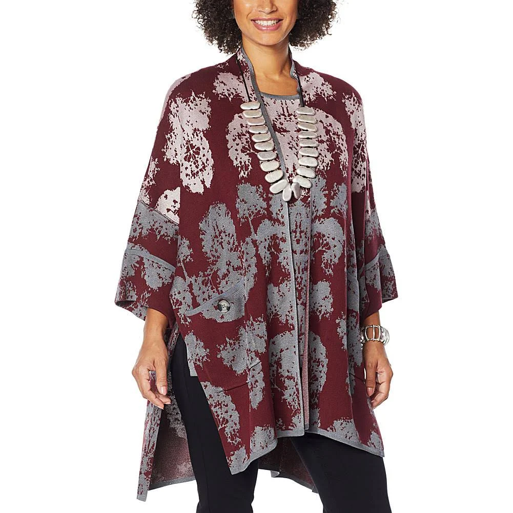 MarlaWynne Jacquard Drama Kimono - Red - Size 2x