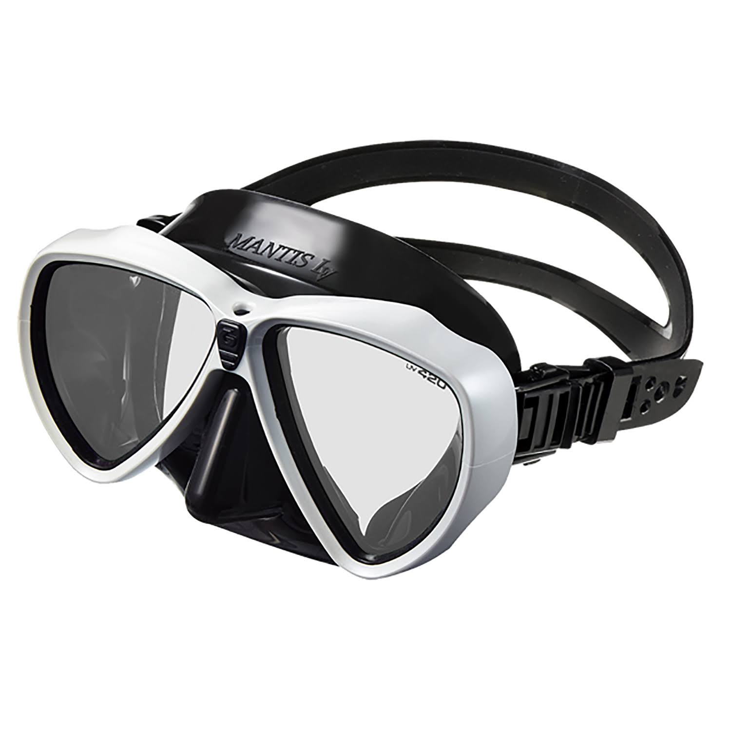 Gull Mantis LV Mask, Black Silicone w/MT Glass White Frame, RX-9.5