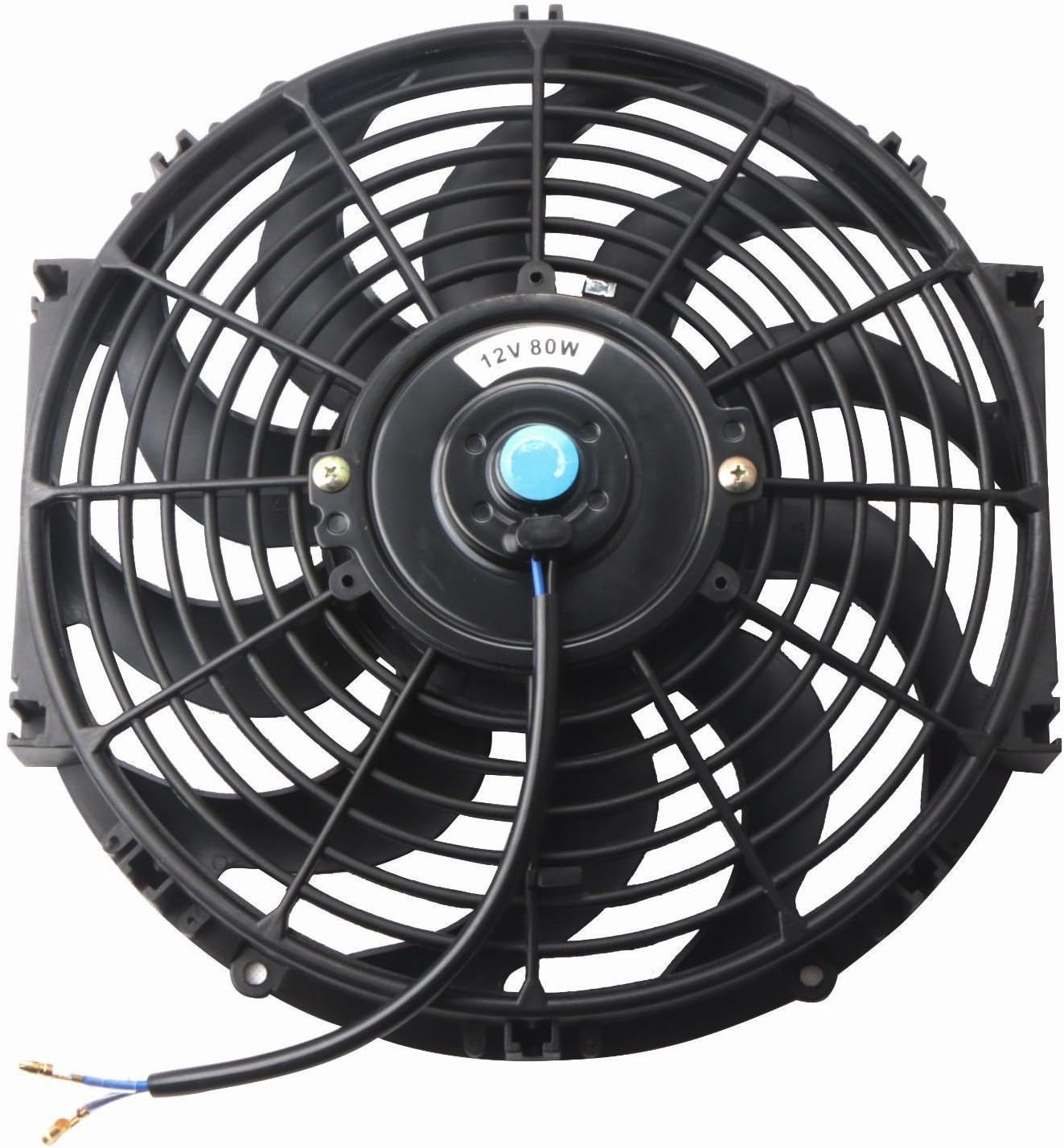 MOSTPLUS Black Universal Electric Radiator Slim Fan Push/Pull 12V + Mounting Kit (12 Inch) Set of 2 Pack of 2