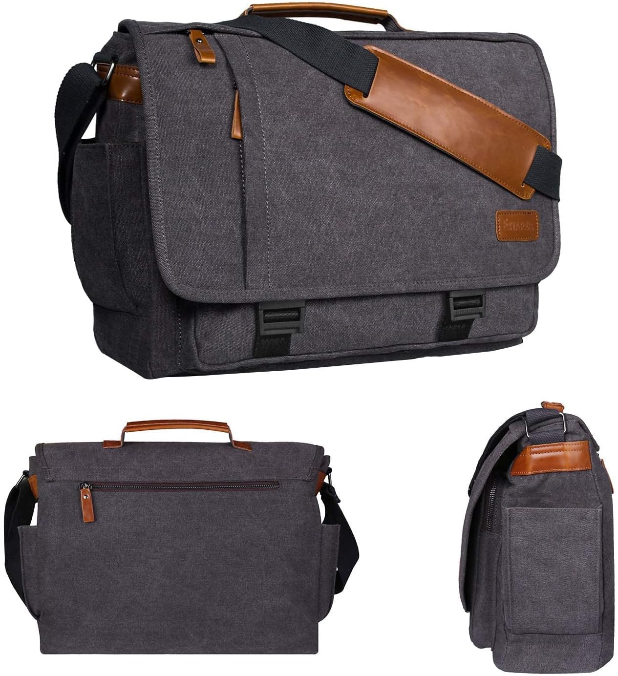 Estarer Laptop Messenger Bag 17-17.3 Inch Water-resistance Canvas Shoulder Bag for Work College