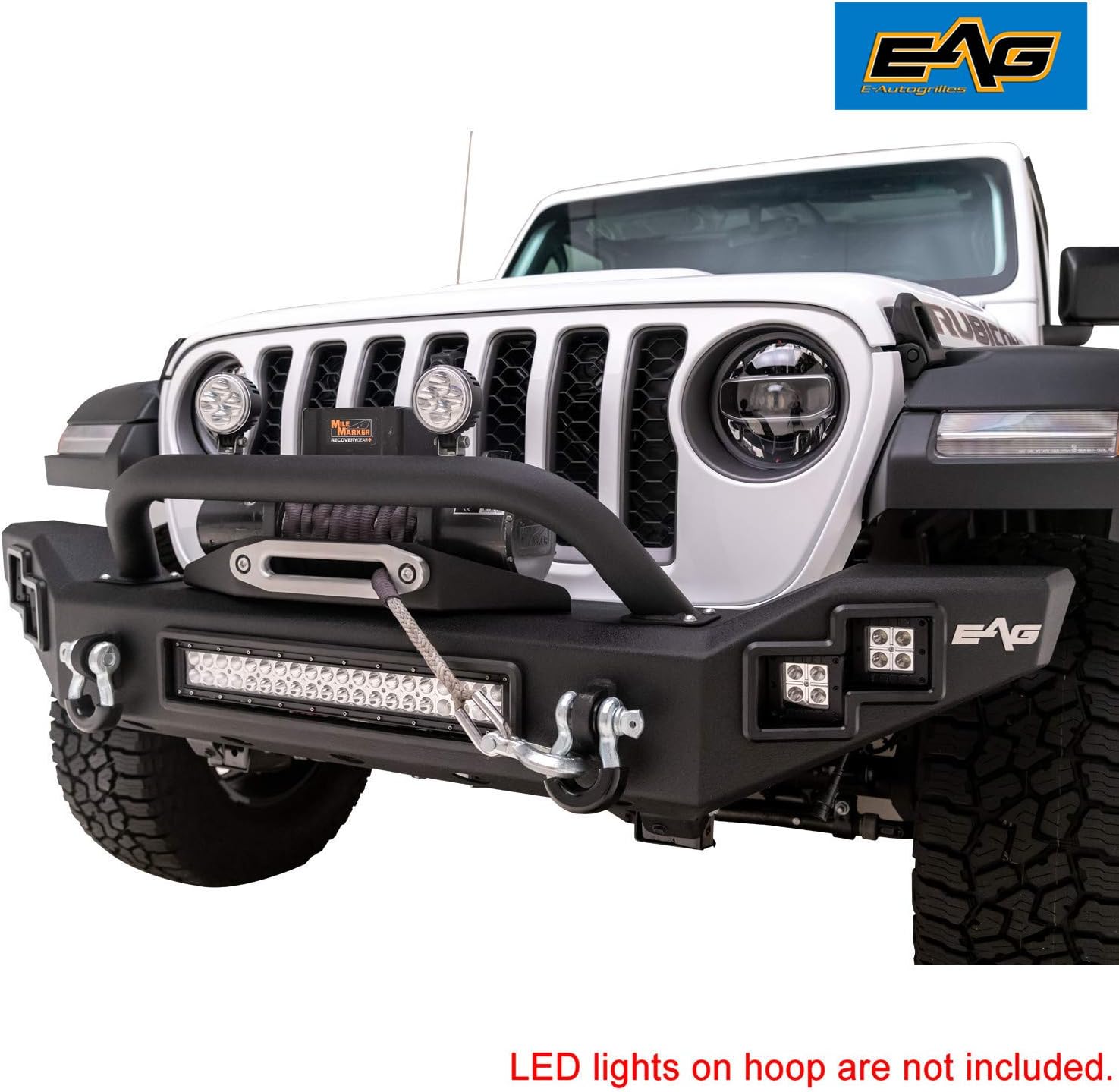 EAG LED Front Bumper with Winch Mount Plate Fit for 2020 2021 2022 Gladiator JT