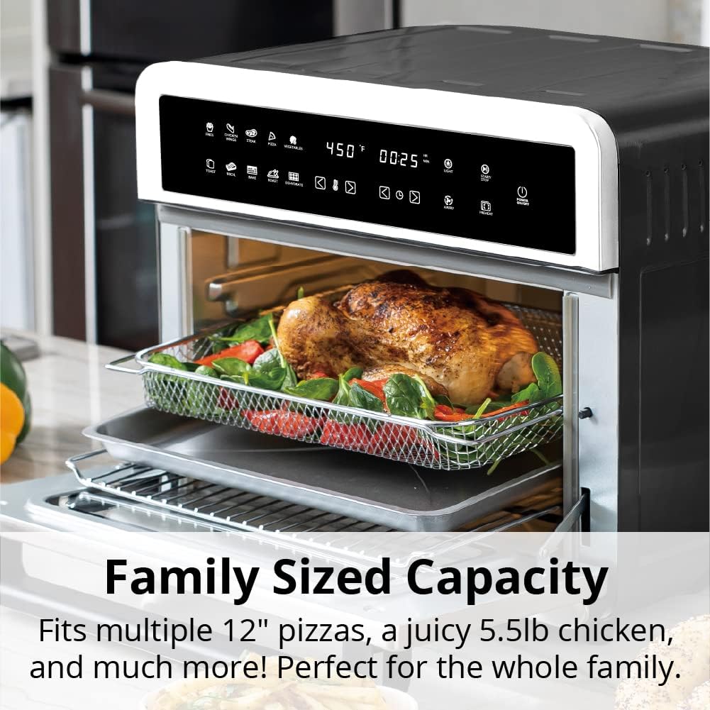 Aria Premium 30 Qt. Touchscreen Toaster Oven with Recipe Book, White/Black