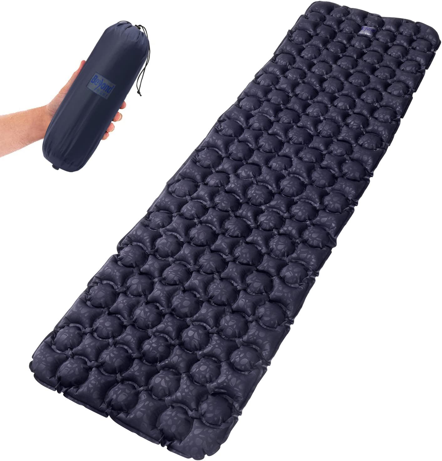 Beyondhome Sleeping Pad, 74.5"L x 23"W x 2.1"H One Person Camping Mattress for Backpacking, Hiking- Navy Blue