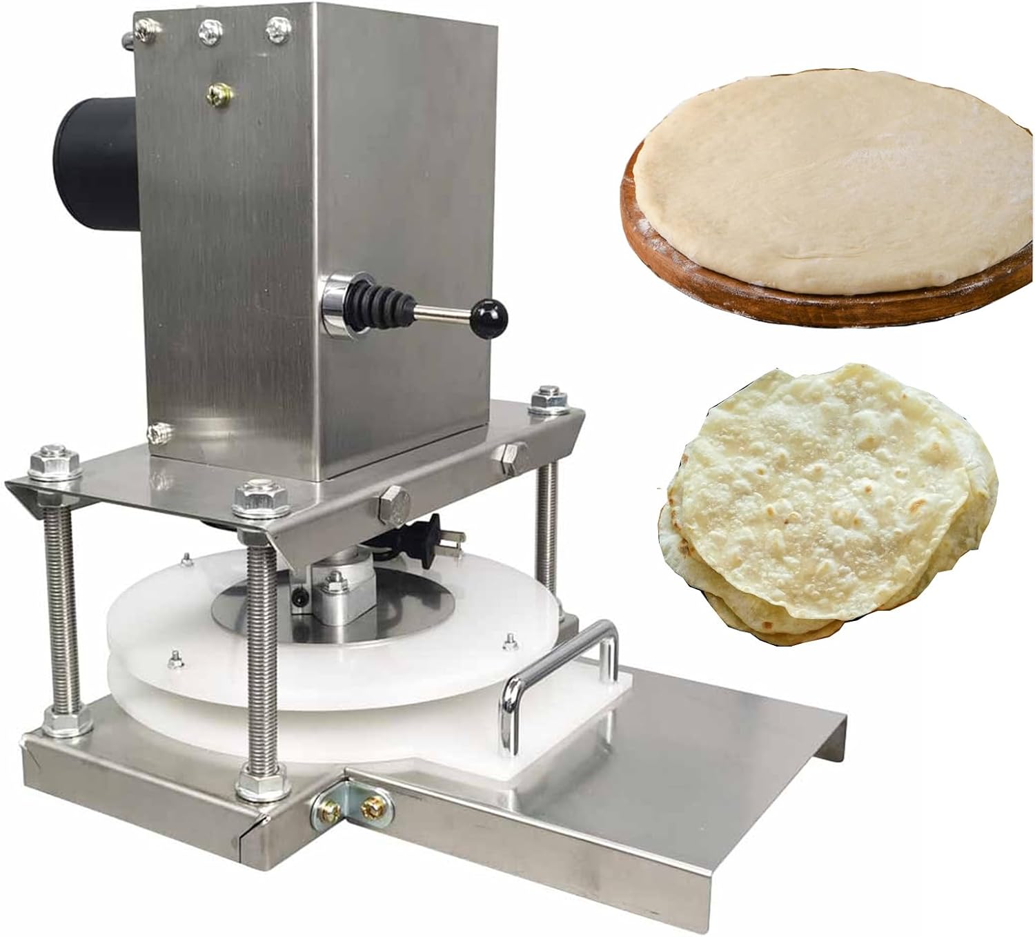 INTBUYING Electric Pizza Dough Press Machine 8.6inch Commercial Electric Dough Roller Sheeter Pastry Pizza Dough Pastry Press Making Machine for Pressing Pizza Hand-held Cakes