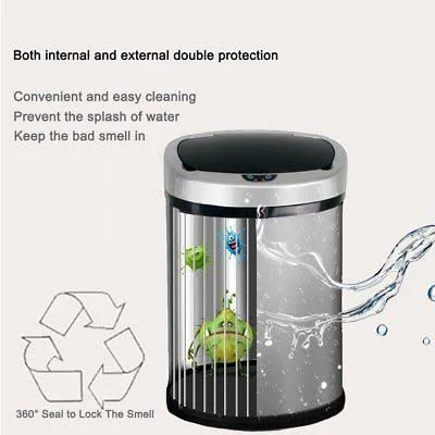 BestOffice Touch Free Sensor Stainless Steel Trash Can 13.2-gallon