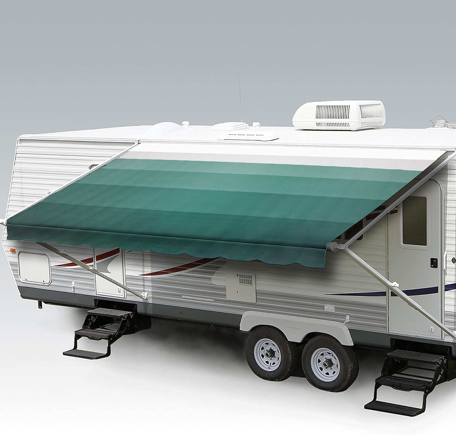 ShadePro - RV Awning Fabric Replacement - Heavy Duty Weatherproof Vinyl - Universal Outdoor Canopy for Camper, Trailer, and Motorhome Awnings - Granite - 21' (Fabric 20' 2)